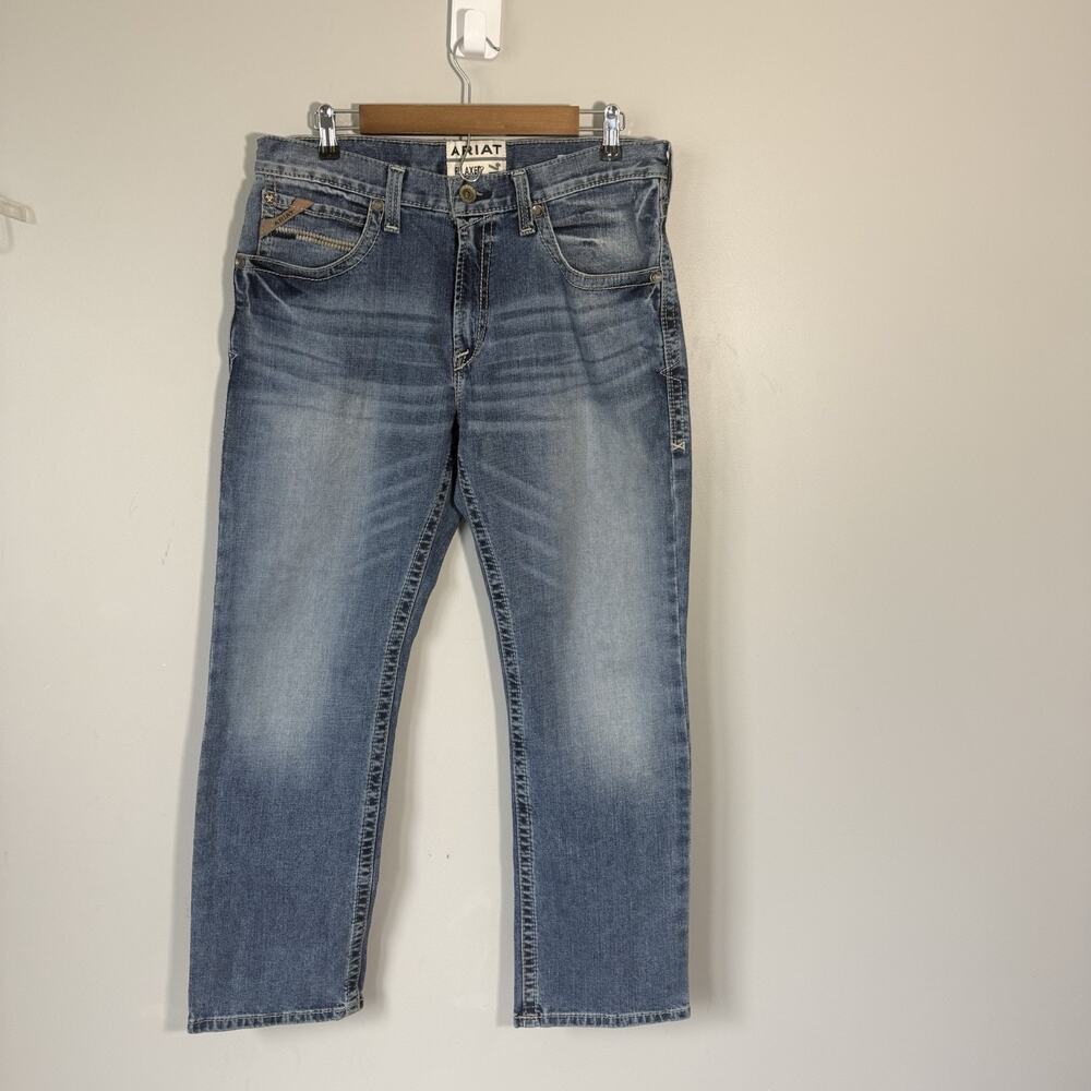 Ariat M4 Mens Denim Relaxed Straight Leg Jeans 33X28 Blue Medium Wash READ